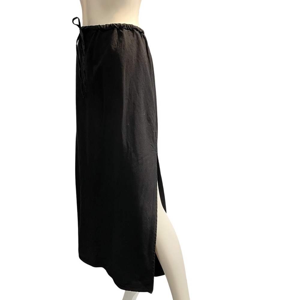 Gap Skirt Black Linen Blend Maxi Elastic Waist XL Lagenlook Capsule Minimalist